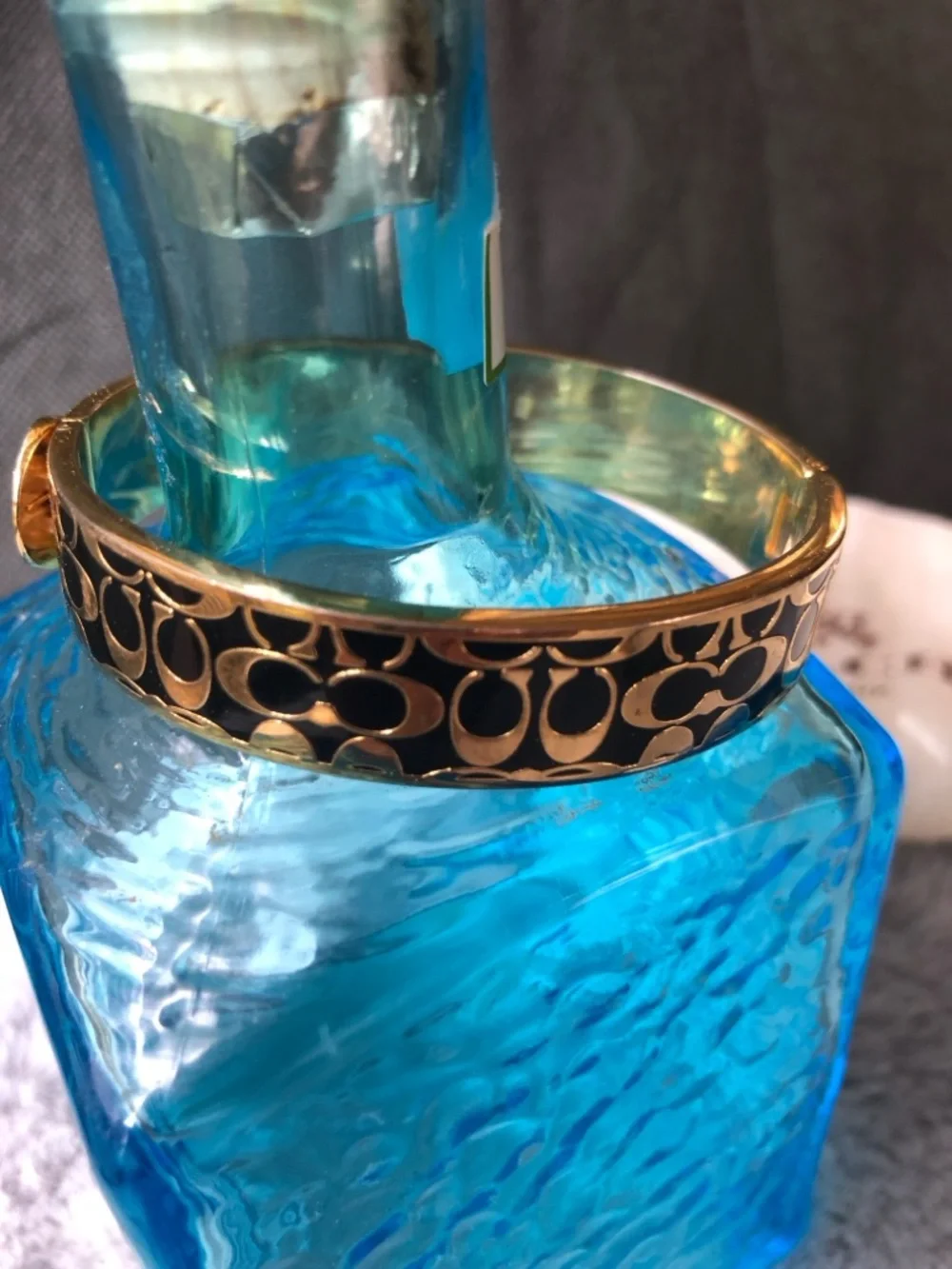 Coach C Signature Gold-Tone Enamel Bangle Pair in Black and Cream - Picture 6 of 12